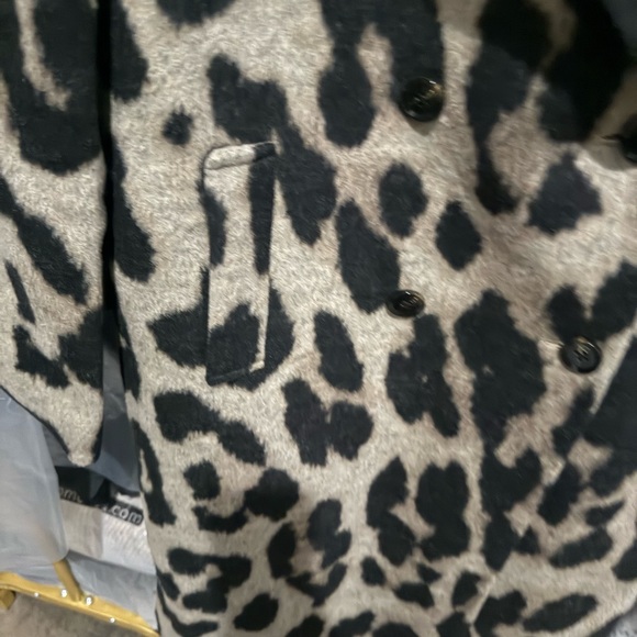 Leopard Blend Breasted Coat Print Coat - Picture 6 of 8